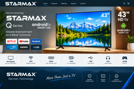 STARMAX 43" Bezel-Less Smart Android led tv 43QA-2(M1) Series